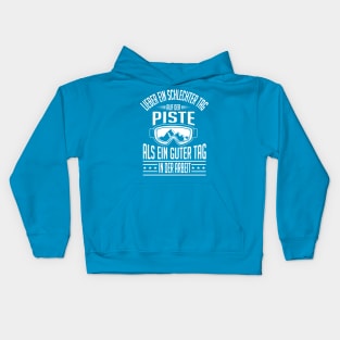 Lieber ein schlechter tag auf der piste (white) Kids Hoodie